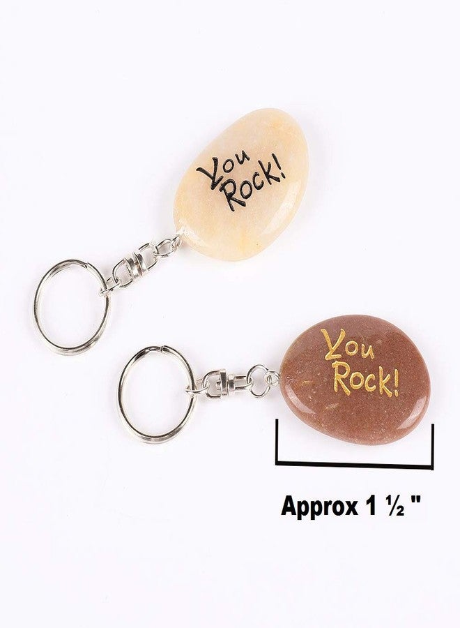 ROCKIMPACT 100PCS You Rock Inspirational Stone Key Chains, Pocket Word Stone Keyring Lot, Engraved Natural River Rock Key Rings, Teamwork Bonding Gift Bulk Keychain (You Rock! 100 Pieces) - Image 5